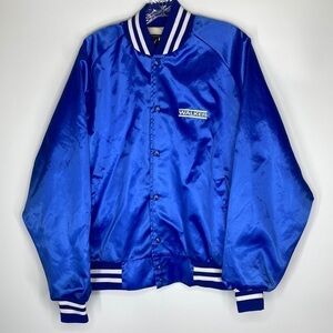 Vintage Girard Blue Satin Nylon Walker Bomber Jacket Large USA